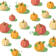 Assortment of colorful pumpkins in various sizes and shades.