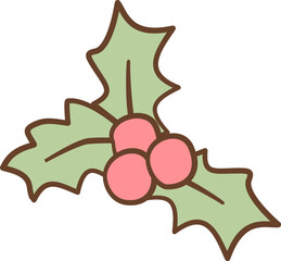 christmas holly berry and holly, Vector illustration 