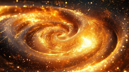 Obraz premium Abstract swirling golden galaxy background image