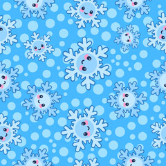 Playful seamless pattern print of snowflakes fabric wallpaper design tileable for fun environments