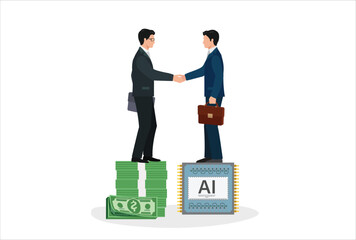 icon logo work art design vector element Partnership, teamwork or collaboration to success, cooperation concept, businessman handshake invest chip ai to future connect  together