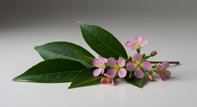 Herbal arrangement: Lawsonia inermis (Henna leaves) with its small fragrant flowers.