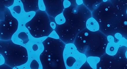 Abstract bioluminescent organisms glowing deep blue abstract pattern background