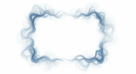 Abstract Blue Smoke or Gas Border Frame on White Background