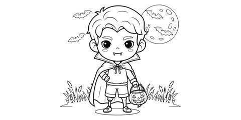 Coloring book outline sketch vector illustration of a little girl with a rabbit, a funny cartoon character drawing for children's art and childhood clip-art