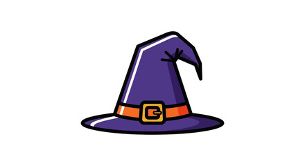 purple witch hat with a buckle perfect for halloween-themed designs and magical story illustrations against white background adding spooky touch.