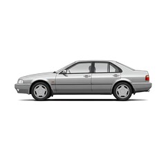 Obraz premium Side view of a silver sedan car isolated on white background, studio shot
