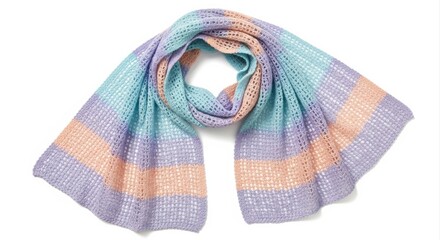 Single Oversized Handwoven Cotton Scarf in Soothing Pastel Palette, Loose Open Weave, Gently Spread Out, Natural Light Studio Photography, Isolated on Pure White Background