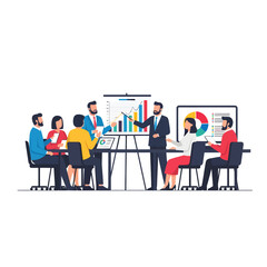 Business Meeting with Presentation of Charts and Graphs.