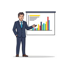Fototapeta premium Business Presentation Man Explaining Growth Chart on Projector Screen.