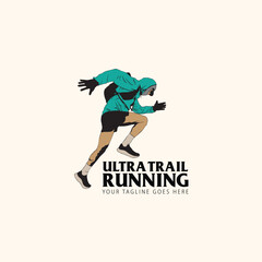 ultra trail run logo vector image