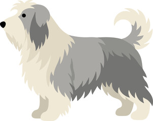 Cartoon Style Cute Old English Sheepdog Detailed Illustration Graphic