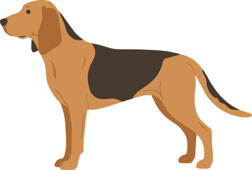 Simple Brown and Black Colored Hound Breed Isolated Illustration