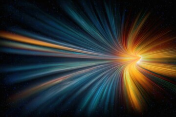 Obraz premium Journey Through Light: A mesmerizing visual of radiant beams of light flowing into a brilliant golden core, illustrating a sense of limitless energy and vastness, a visual metaphor for journeys.
