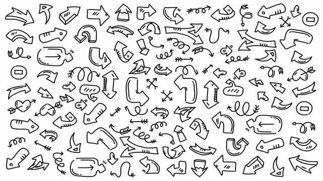 Hand drawn arrows doodle seamless pattern with sketchy lines