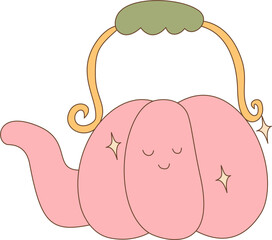 Cute pumpkin kettle in pastel pink tones