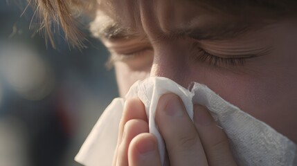 Authentic Photo of a Person Sneezing