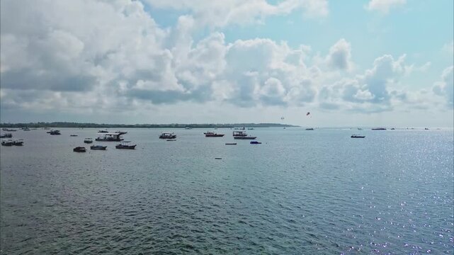 Aerial view of water rides in Tanjung Benoa, Bali.