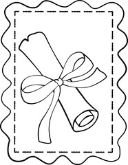 Letter to Santa Coloring Clipart Set , Christmas Frames & Holiday Line Art, Vector illustration 