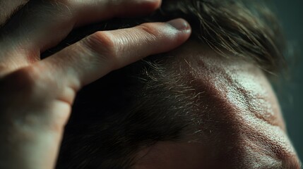 Close-up Photo of a Person Scratching Their Head