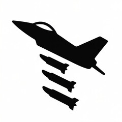 Fighter Jet Launching Missiles Vector Icon &ndash; Military Aviation and Air Strike Illustration