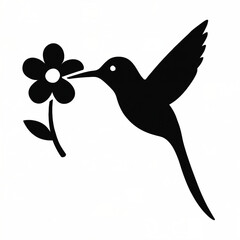Hummingbird with Long Tail Sucking Sweet Nectar From Flower Vector Icon &ndash; Wildlife and Nature Illustration