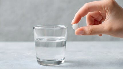 Photo of a Hand Holding a Pill and Glass of Water