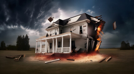 Tiny house swept away by a powerful tornado