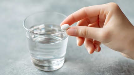 Photo of a Hand Holding a Pill and Glass of Water