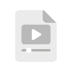 Video File Icon Gray Flat Vector Illustration