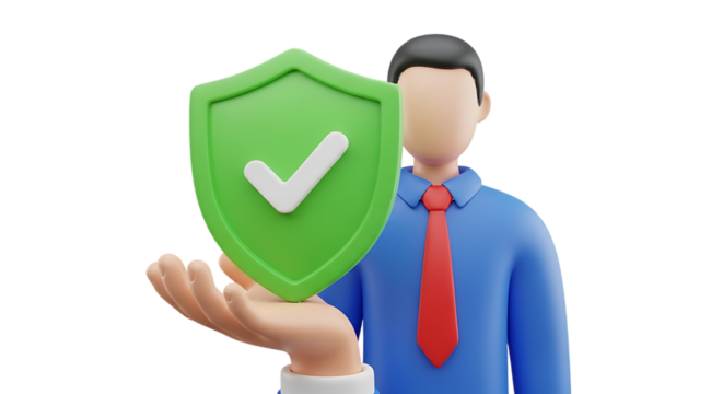 Green Shield Check Mark Hand isolated on a transparent background