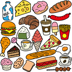 fast food icons set