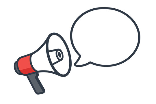 Megaphone with speech bubble. Act now call to action. Loudspeaker for urgent announcement. Business marketing and advertising banner concept. Promotion communication vector icon.