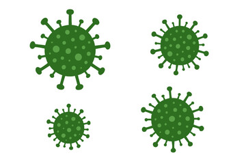 Green virus vector illustration set with transparent background, isolated pathogens, infectious disease symbols, microbiology elements, virus infection icons, medical and health concept design