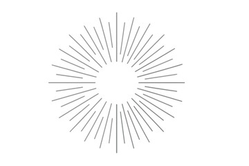 Obraz premium Minimalist geometric sunburst vector illustration with symmetrical rays, clean transparent background, modern decorative design element, radial line pattern for graphic projects