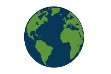 Fototapeta premium Vector illustration of planet Earth globe. World map showing continents. Global business concept. International travel symbol. Geography and ecology icon. Isolated on white.