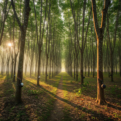 Picture of rubber trees in the garden