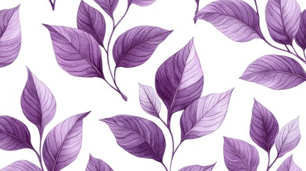 Obraz premium Purple Leaves Pattern Seamless Background