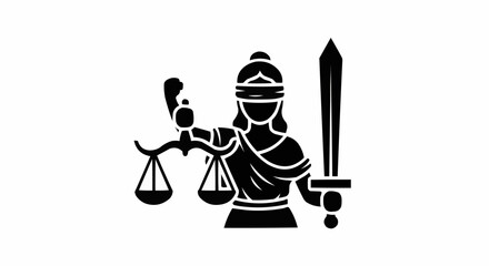 Fototapeta premium The symbol of Lady Justice blindfolded holding a sword and scales of justice representing the impartiality and fairness of the legal system and the administration of law