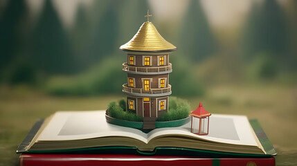 Miniature House in Book Tornado