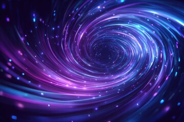 Abstract digital illustration of a swirling vortex of radiant blue, purple, and pink energy
