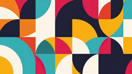 Vibrant Geometric Abstract Pattern with Circles and Squares.