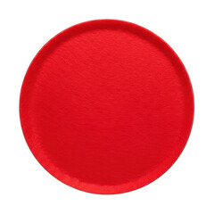 Bright red circular plate with textured surface isolated on transparent background