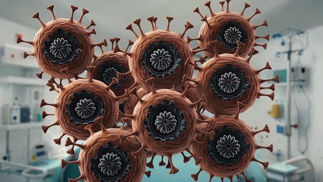 Three-dimensional rendering of the pathogenic agent responsible for Marburg hemorrhagic fever
