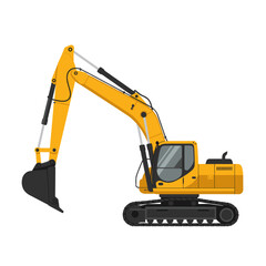 Yellow Excavator Construction Vehicle Illustration