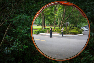 Traffic safety reflectors on mountain roads