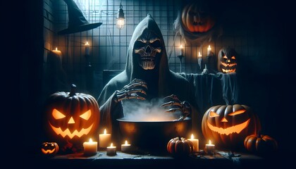 Pumpkin Head Horror in Haunted Darkroom