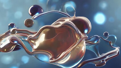 continuously repeating moving of amorphous fluid forms in cyan shade in ultra high definition