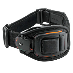 Fototapeta premium Detailed shot featuring a view of a black adjustable collar, highlighting the intricate design and construction.