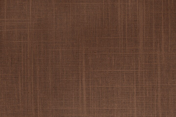 Dark brown linen fabric cloth texture for background, natural textile pattern.